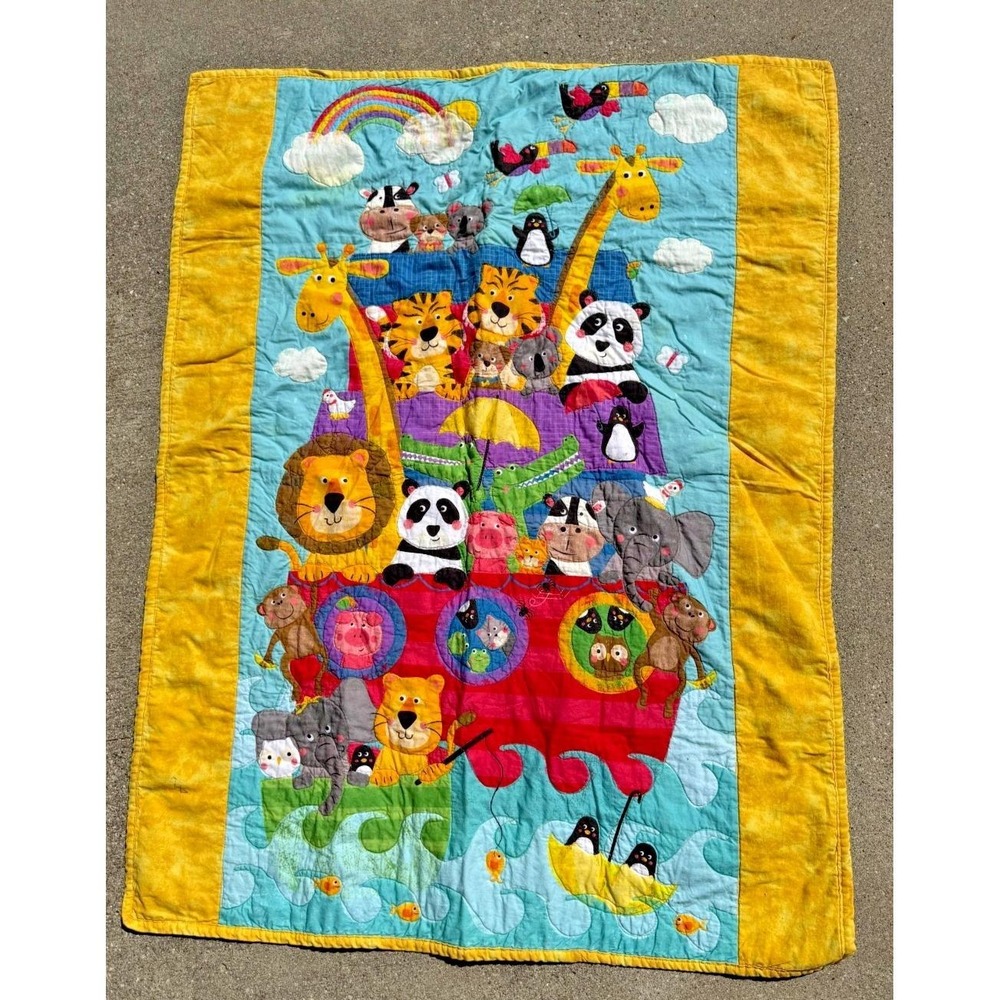 Noah's Ark Baby Quilt‎ Animal Patchwork Applique Crib Blanket 45x35